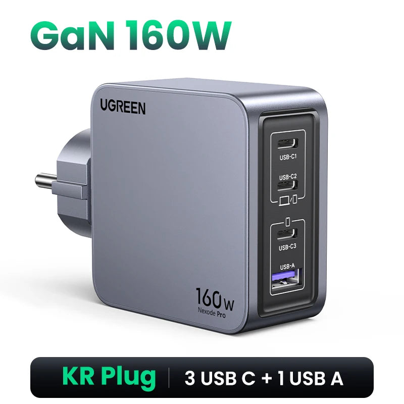 160W Gan Charger PD3.1 Type C QC4.0 3.0 Quick Charge for Macbook Pro Laptop USB Fast Charger for Iphone 16 Xiaomi Tablet