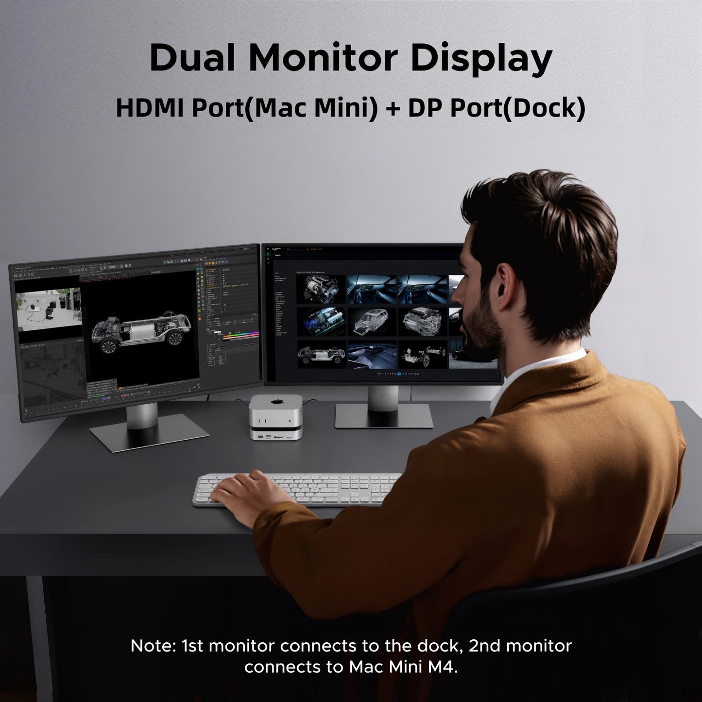 USB HUB Mac Mini Docking Station Type-C to DP 4K240Hz M.2 Nvme SSD Slot 10Gbps USB-A Splitter SD&TF 3.5MM for Mac Mini M4