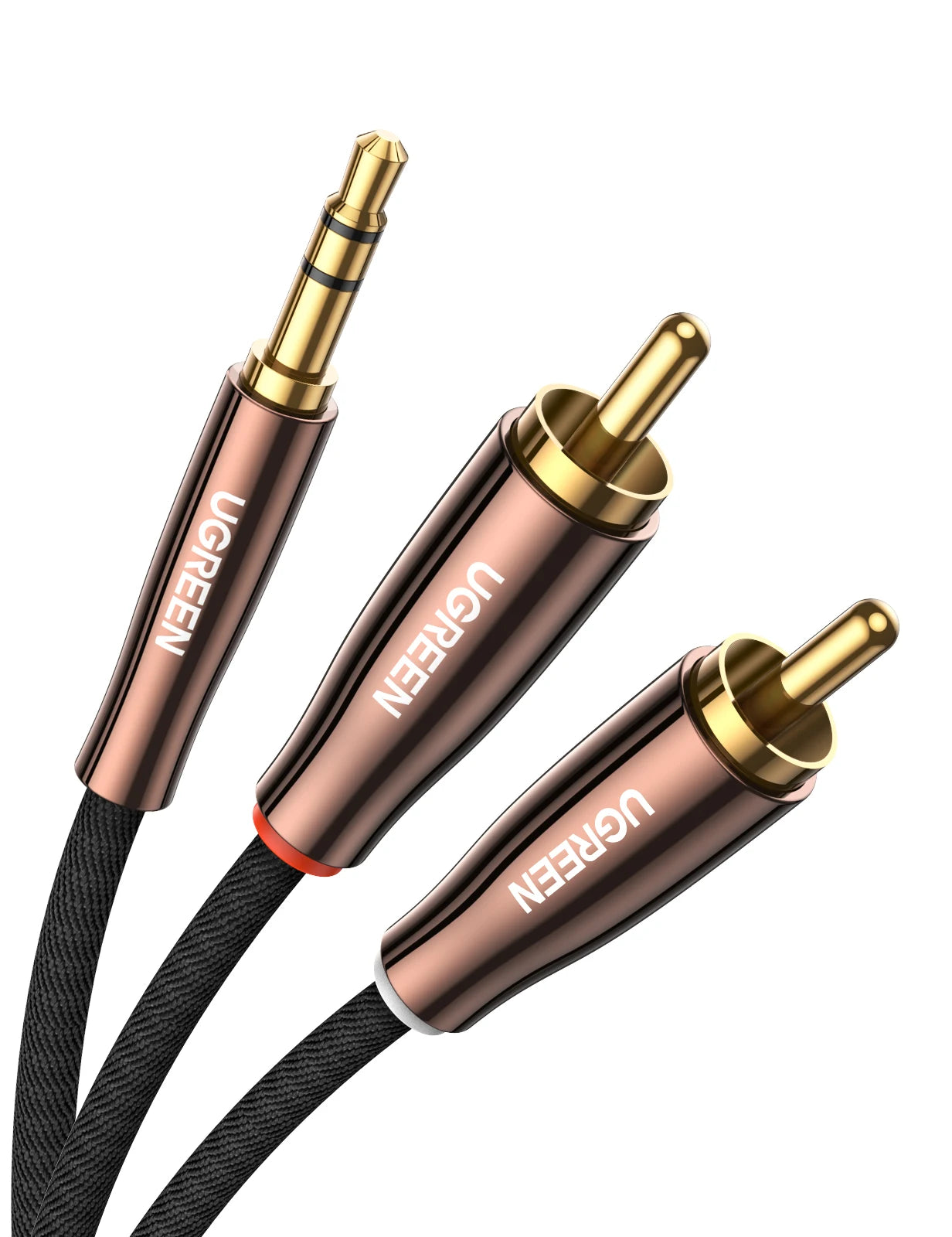 RCA Cable 2RCA to 3.5Mm Hi-Fi Nylon-Braided RCA to AUX Audio Cable for DJ Controller Speaker Turntable TV Car Stereo