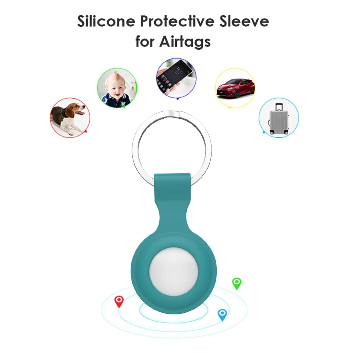 For Apple Airtag Silicone Loop Holder Keyring Carry Case Keychain Pet Luggage UK
