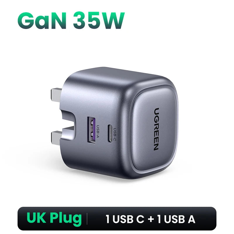 Gan 35W Charger USB Charger PD3.0 QC3.0 Quick Charger for Iphone 15 14 13 Pro Samsung Xiaomi Ipad Pro USB C Fast Charger