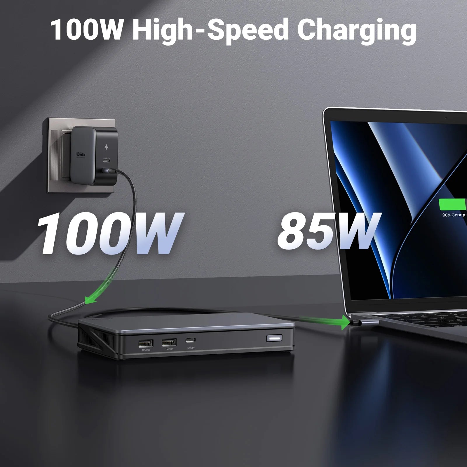 USB C HUB Docking Station Displaylink 9-In-1 2DP 2HDMI Dual 4K@60Hz for Macbook Windows 10Gbps PD100W Gigabit RJ45 Ports