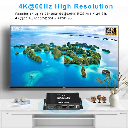 4K 60Hz HDMI USB KVM Extender over Ethernet CAT6 RJ45 1080P 60 Meters Extender KVM Splitter HDMI for Mouse Keyboard PC