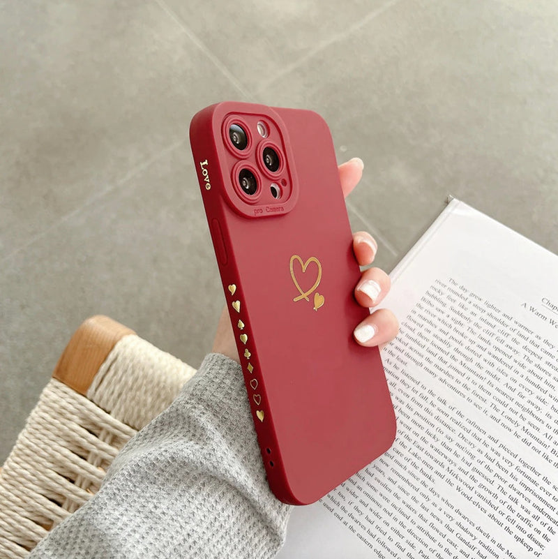 Shockproof Women Silicone Heart Case for Iphone 11 12 13 14 Pro Max XR 7 8 Plus