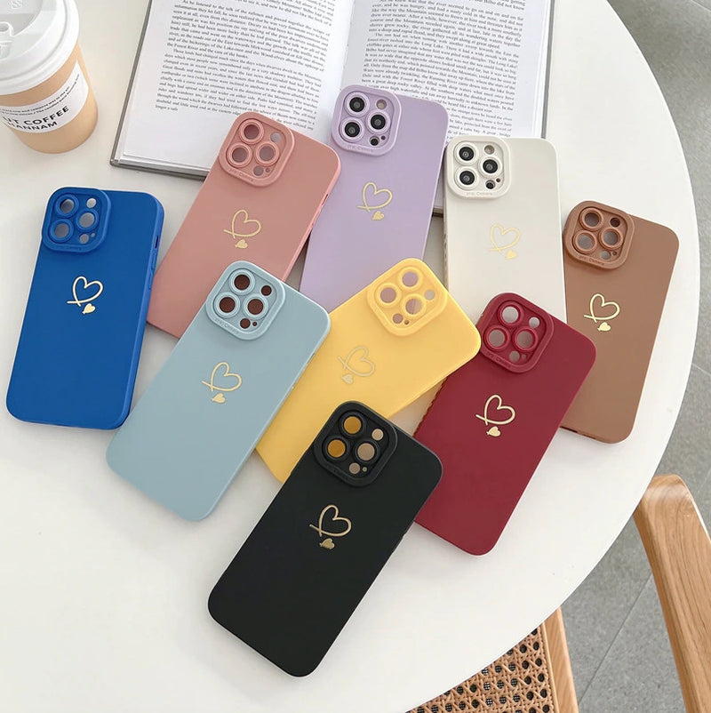 Shockproof Women Silicone Heart Case for Iphone 11 12 13 14 Pro Max XR 7 8 Plus