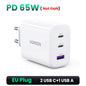 UGREEN 65W Gan Charger Quick Charge 4.0 3.0 Type C PD USB Charger for Iphone 14 13 12 Pro Max Fast Charger for Laptop PD Charger
