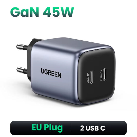 Gan 45W USB Charger PD QC 3.0 Fast Charger Quick Charger for Iphone 16 15 14 Pro Travel Phone Charger for Samsung S24 S23