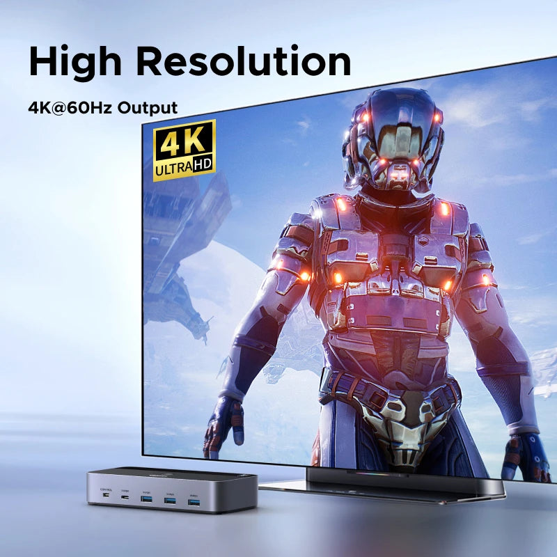 HDMI KVM Switch for 2 Monitor 2 Pcs 4K 60Hz USB C USB 3.0 Sharing Monitor Keyboard Mouse Printer with HDR 3D Support