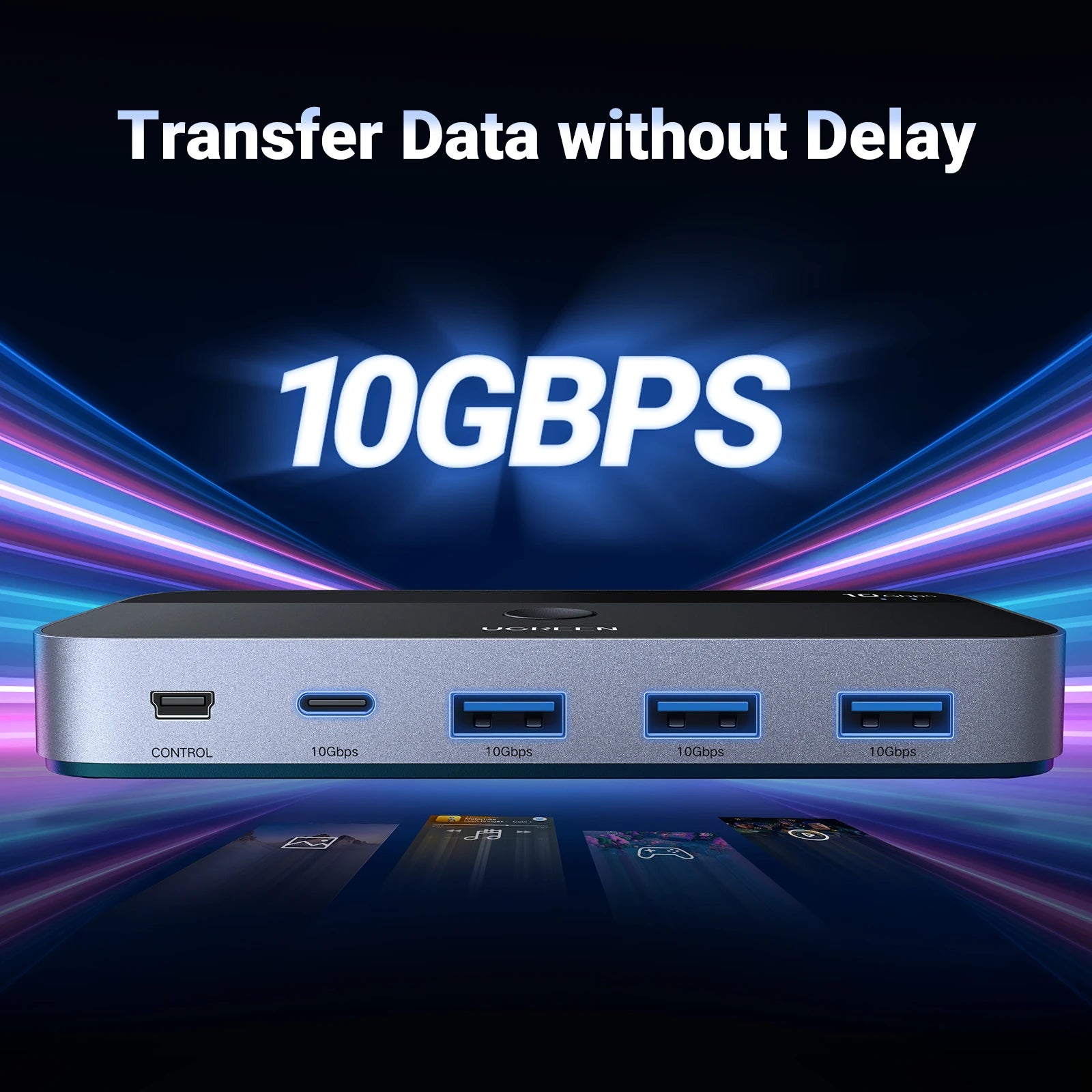 10Gbps USB C Switch USB C 3.2 Switcher for PC Keyboard, Mouse, Printer and Scanner 2 Pcs Sharing 4 Devices USB Switch