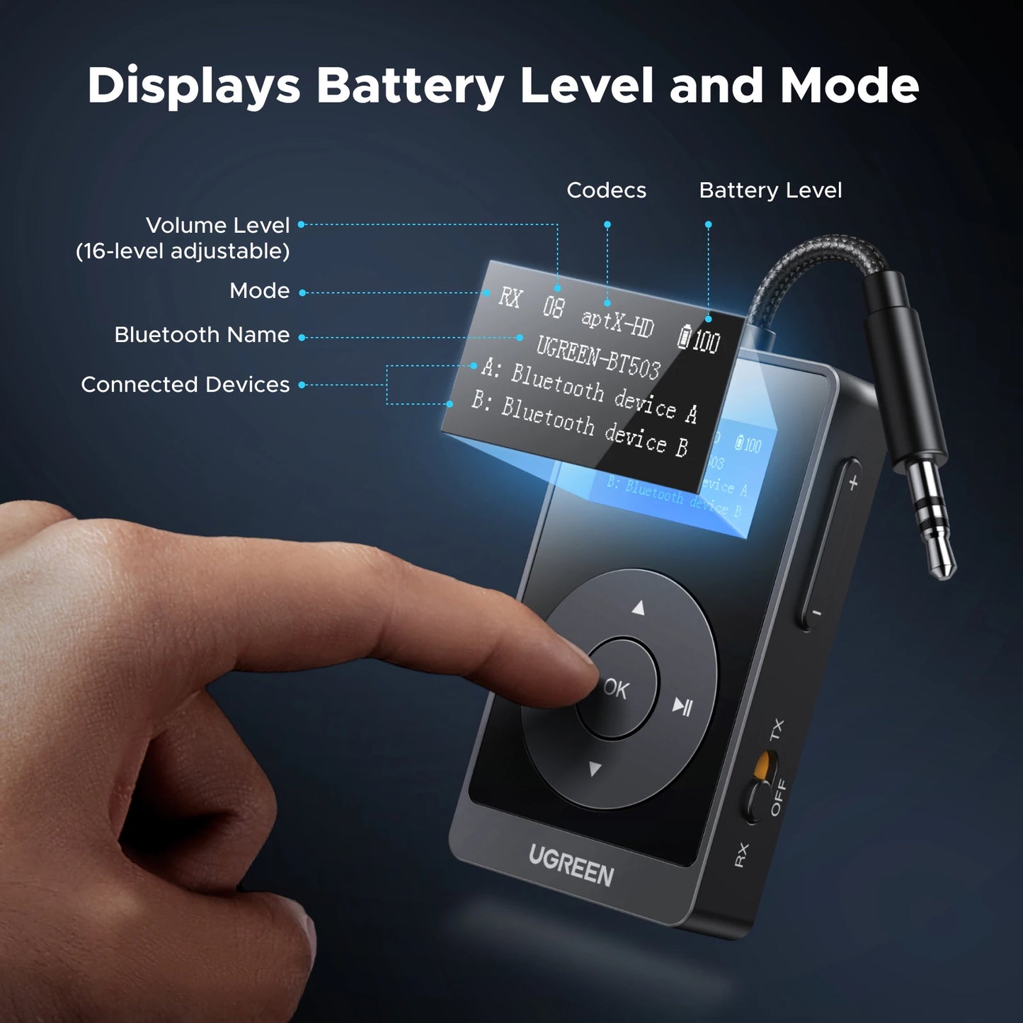 Aptx HD Airplane Bluetooth 5.3 Receiver Transmitter for All Headphones Wireless Audio Aux Bluetooth Adapter for TV Flying