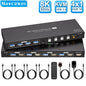 8K HDMI KVM Switch 1 Monitors 4 Computers 4K 144Hz 4X1 USB 3.0 KVM Switch for 4 PC Share Keyboard Mouse