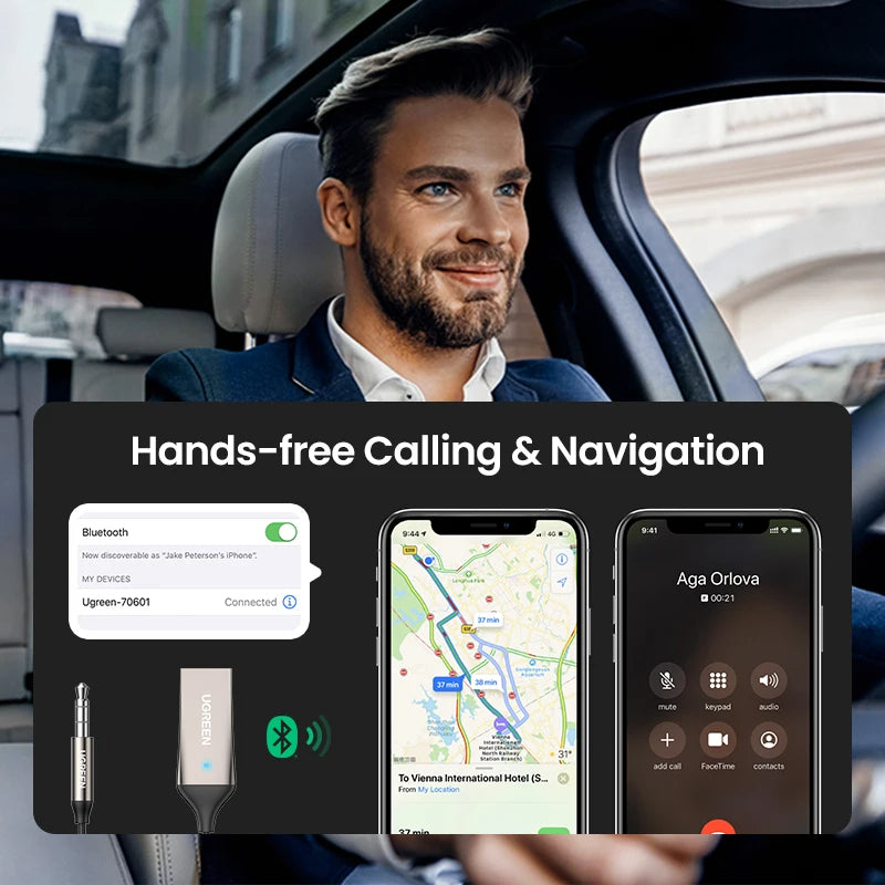 Bluetooth 5.3 Aux Wireless Car Bluetooth USB to 3.5Mm Jack Audio Mic Handsfree Adapter for Car Speaker