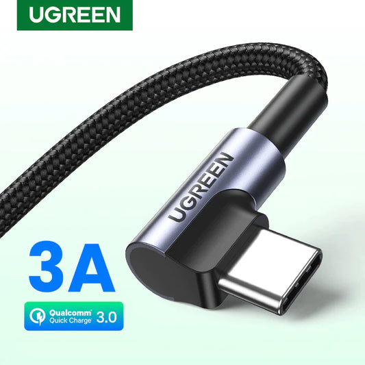 Ugreen USB C Cable for Samsung S9 S10 plus Quick Charge 3.0 Right Angled USB Type C Fast Charger Data Cable for Game USB-C Wire