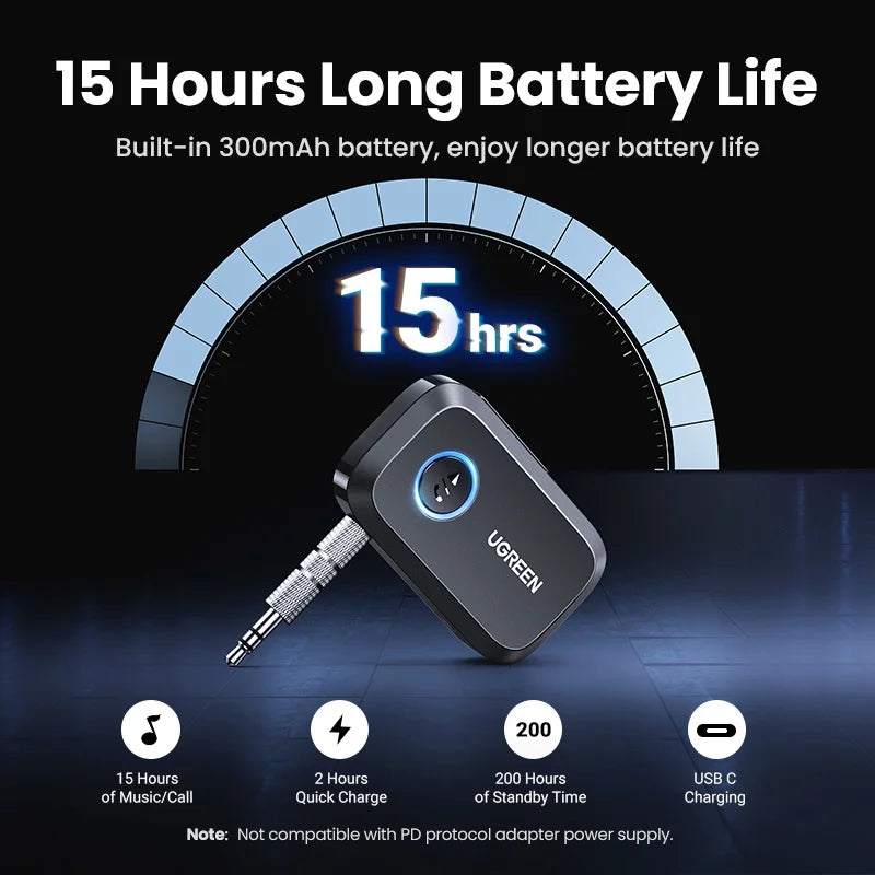 Bluetooth Car Receiver Adapter 3.5Mm AUX Jacks for Car Speakers Audio Music Receiver Hands Free Bluetooth 5.3 Adapter