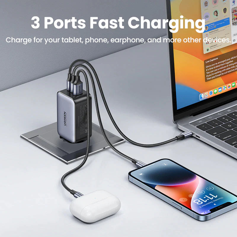 UGREEN 65W Gan Charger Quick Charge 4.0 3.0 Type C PD USB Charger for Iphone 14 13 12 Pro Max Fast Charger for Laptop PD Charger