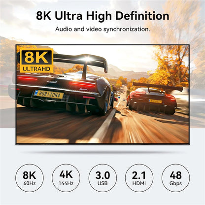 8K HDMI KVM Switch 1 Monitors 4 Computers 4K 144Hz 4X1 USB 3.0 KVM Switch for 4 PC Share Keyboard Mouse