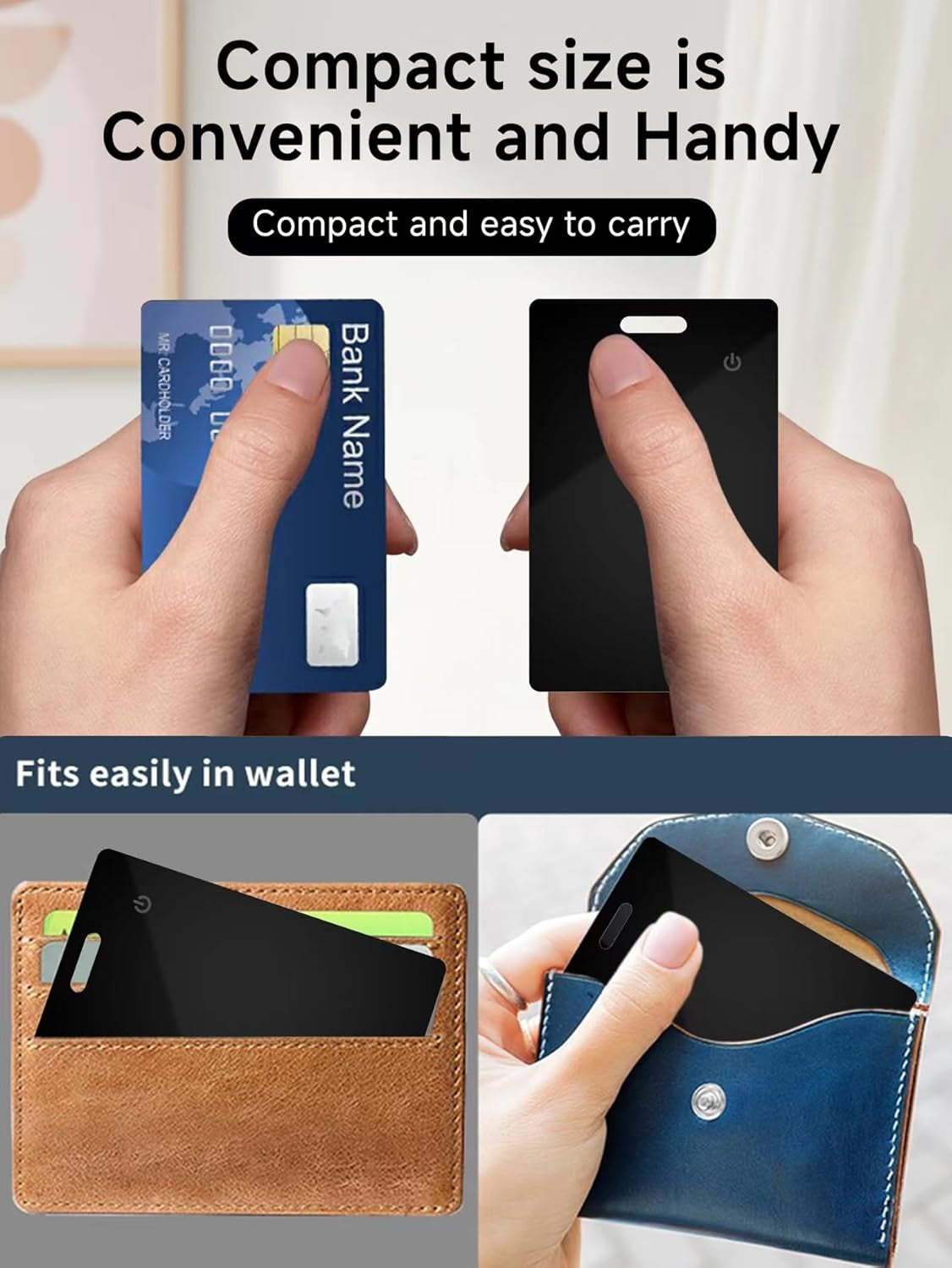 Wirleless Rechargable Card Locator Bluetooth Tracker Slim Wallet Finder Compatible with Apple Find My (1)