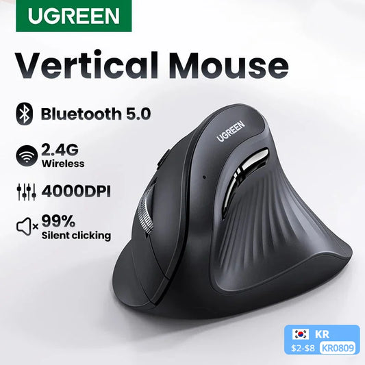 Vertical Mouse Wireless Bluetooth5.0 2.4G Ergonomic 4000DPI 6 Mute Buttons for Macbook Tablet Laptops Computer PC Mice