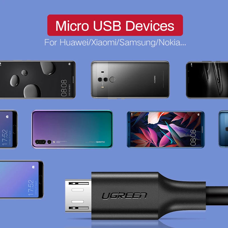 Micro USB Cable 3A Fast Charging USB Charger Cable Mobile Phone Charging Cable for Xiamo Huawei HTC Android USB Wire