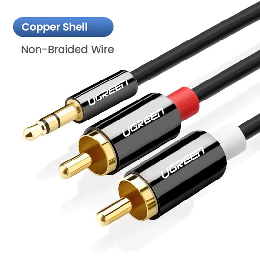 RCA Cable 2RCA to 3.5Mm Hi-Fi Nylon-Braided RCA to AUX Audio Cable for DJ Controller Speaker Turntable TV Car Stereo