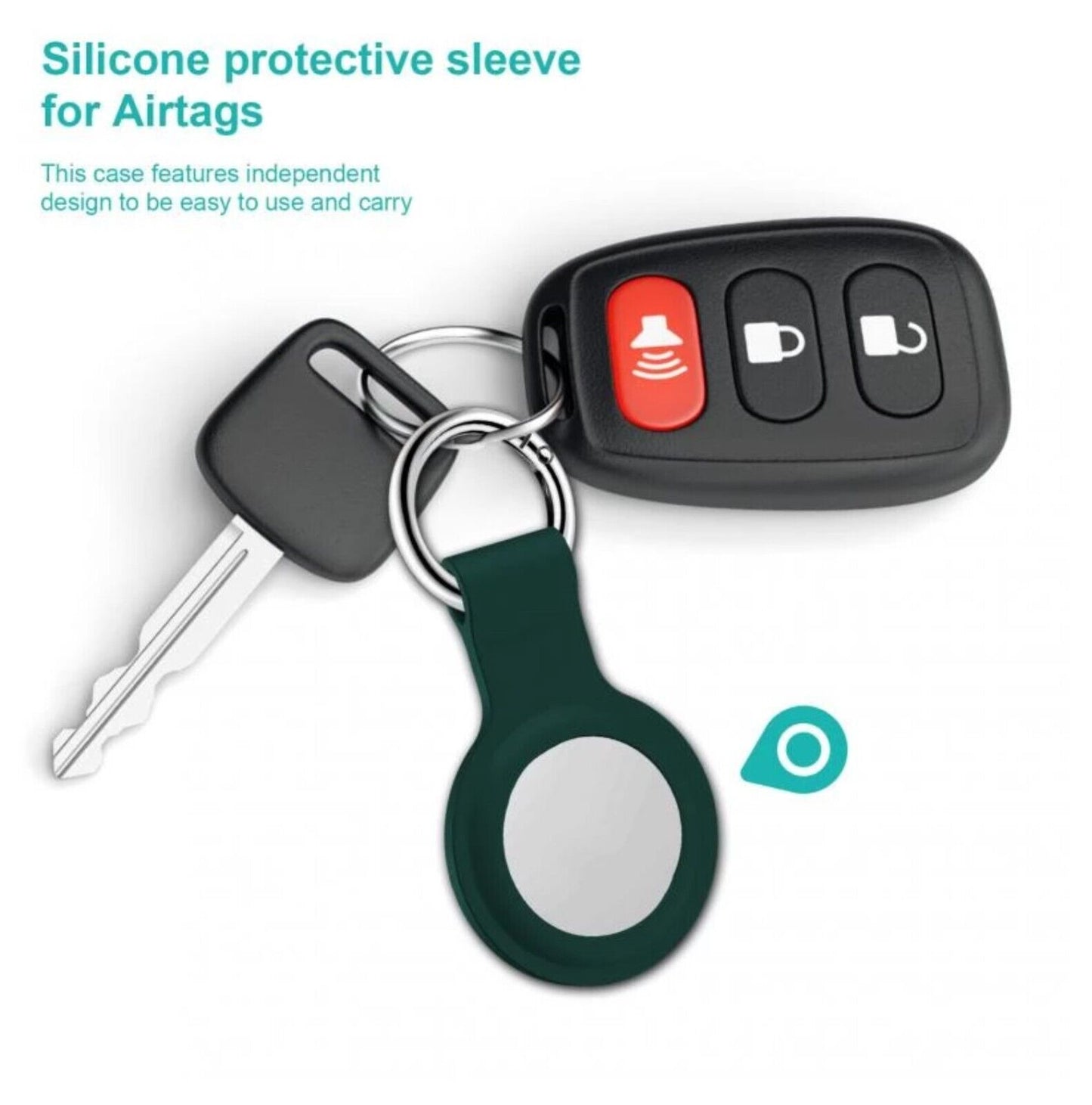 For Apple Airtag Silicone Loop Holder Keyring Carry Case Keychain Pet Luggage UK