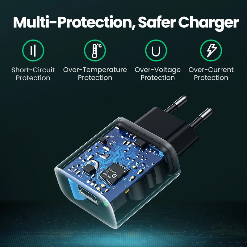 USB Quick Charge 3.0 QC 18W USB Charger QC3.0 Fast Wall Charger Mobile Phone Charger for Samsung S24 Huawei Xiaomi Iphone