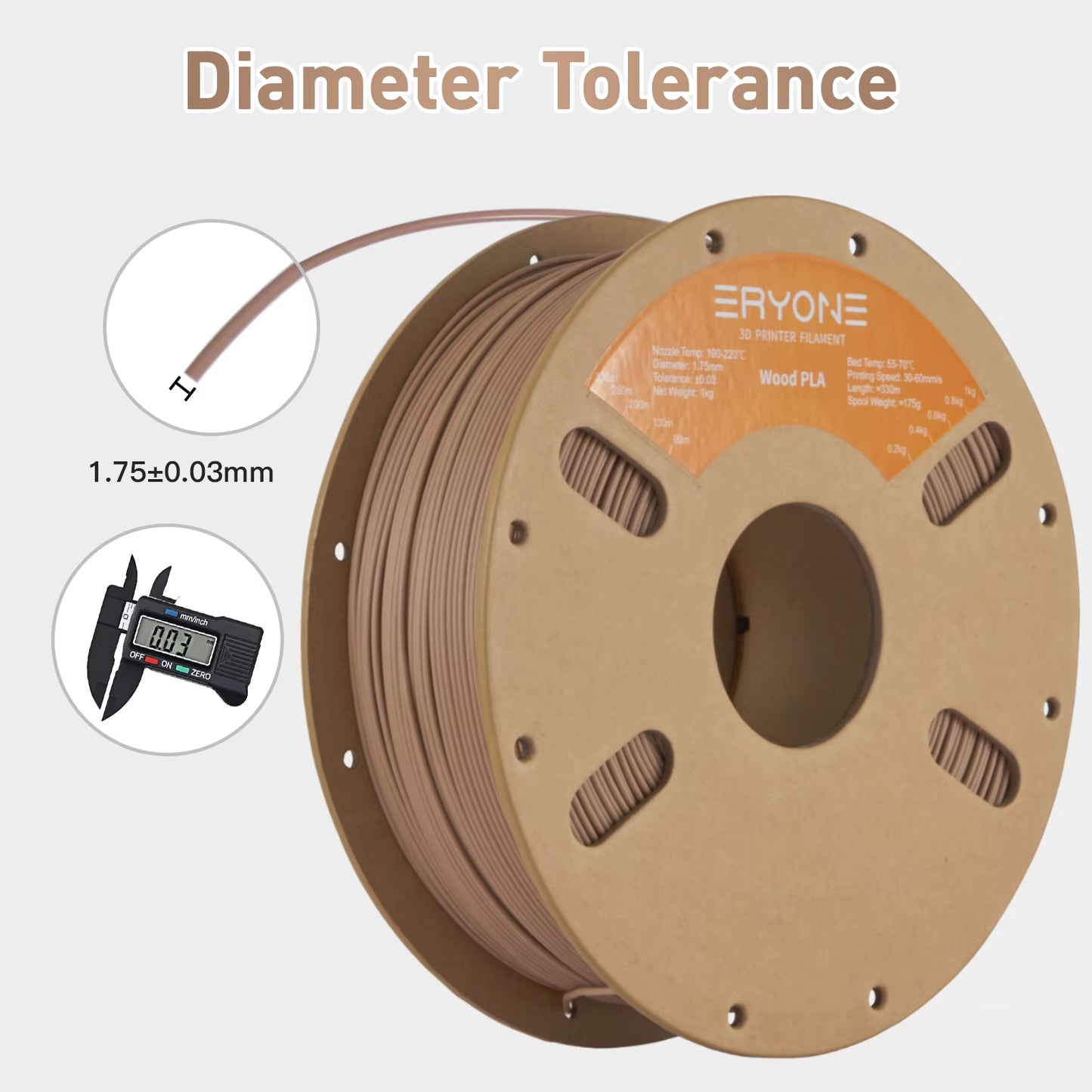 Wood PLA Filament 1KG Diameter 1.75Mm +-0.03Mm for FDM 3D Printer/Pen No Bubble High Quality 3D Printing Materials