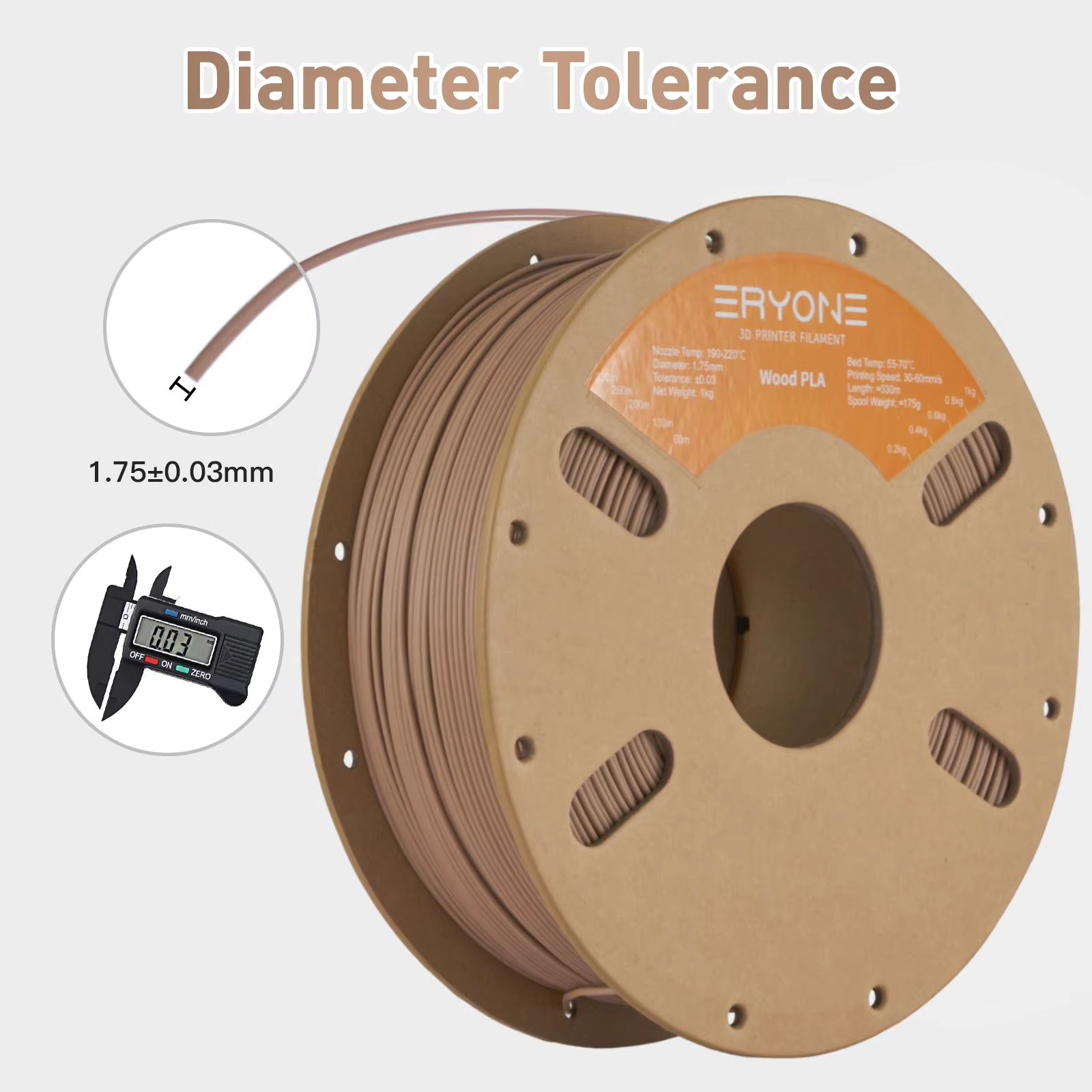 Wood PLA Filament 1KG Diameter 1.75Mm +-0.03Mm for FDM 3D Printer/Pen No Bubble High Quality 3D Printing Materials