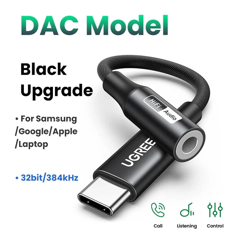 USB Sound Card Type C to 3.5Mm AUX Cable Adapter Earphone Converter DAC Chip PD QC Charging Sound Card for Headset