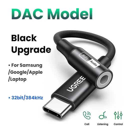 USB Sound Card Type C to 3.5Mm AUX Cable Adapter Earphone Converter DAC Chip PD QC Charging Sound Card for Headset