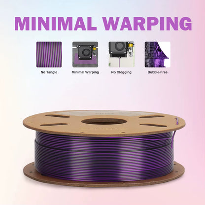Dual Color Series Silk PLA and Matte PLA 1KG 1.75Mm Diameter High Quality Filament for FDM 3D Printing New Arrival