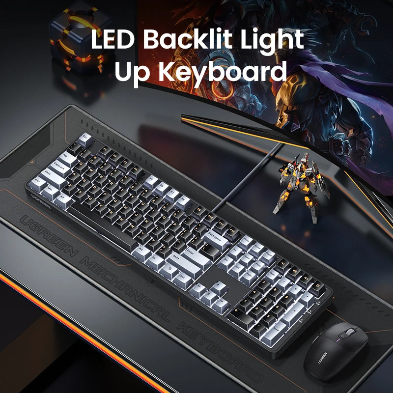 Mechanical Keyboard 108 PBT Keycaps Wired Keyboard Red Switch Russian/Korean/En for Desktop Laptop Windows Mac OS Gaming