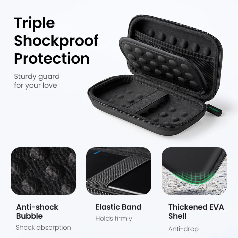 Storage Case for Hard Disk Drive Portable Power Bank Case for External Hard Drive SSD HDD Protective Pouch Travel Bag Box