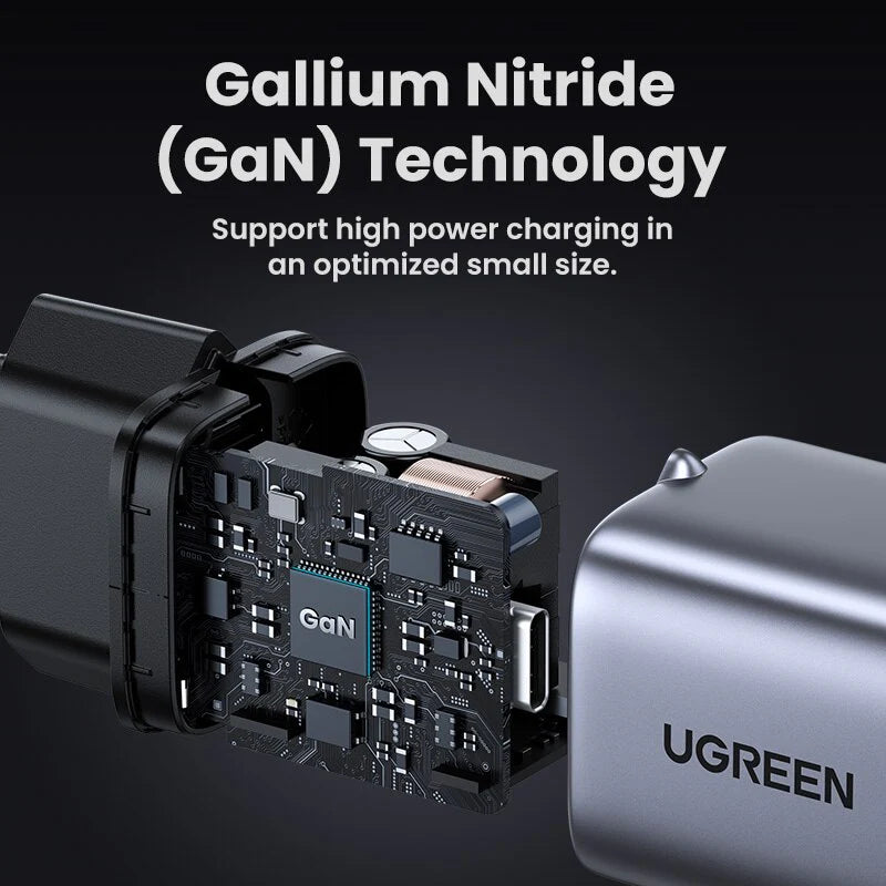 UGREEN Nexode Gan 30W Fast Charger for Iphone 14 13 USB C Charger for Ipad Pro，For Samsung，For Xiaomi PD Charger