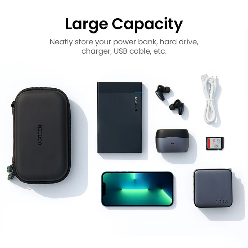Storage Case for Hard Disk Drive Portable Power Bank Case for External Hard Drive SSD HDD Protective Pouch Travel Bag Box