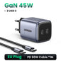 Gan 45W USB Charger PD QC 3.0 Fast Charger Quick Charger for Iphone 16 15 14 Pro Travel Phone Charger for Samsung S24 S23