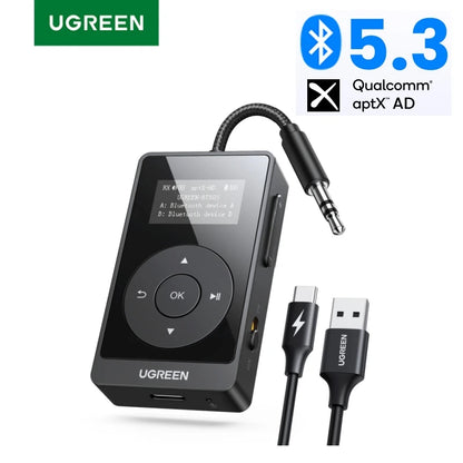 Aptx HD Airplane Bluetooth 5.3 Receiver Transmitter for All Headphones Wireless Audio Aux Bluetooth Adapter for TV Flying