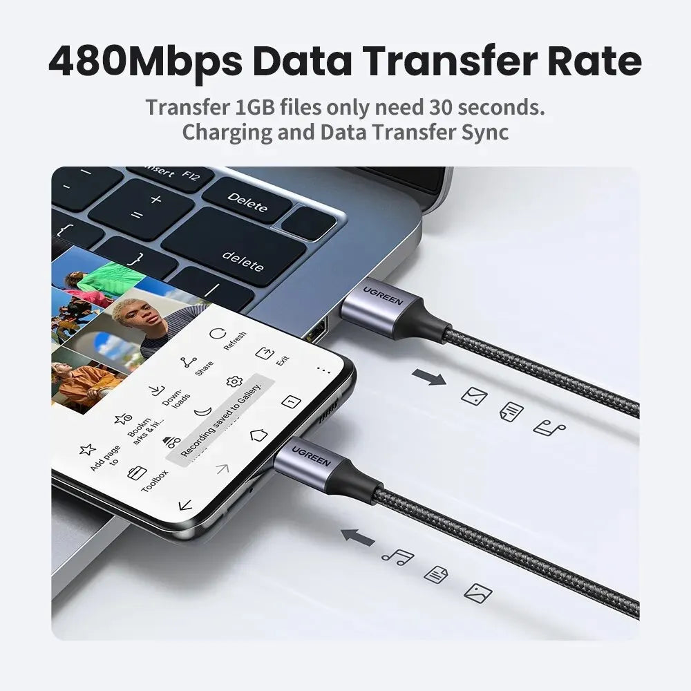 3A Fast Charging Cable Suitable for Ipad Samsung Xiaomi Poco Magnetic USB-C Charger Data Cable Mobile Phone Cable