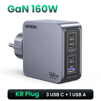 160W Gan Charger PD3.1 Type C QC4.0 3.0 Quick Charge for Macbook Pro Laptop USB Fast Charger for Iphone 16 Xiaomi Tablet