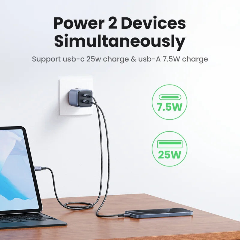 Gan 35W Charger USB Charger PD3.0 QC3.0 Quick Charger for Iphone 15 14 13 Pro Samsung Xiaomi Ipad Pro USB C Fast Charger