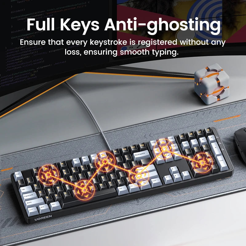 Mechanical Keyboard 108 PBT Keycaps Wired Keyboard Red Switch Russian/Korean/En for Desktop Laptop Windows Mac OS Gaming