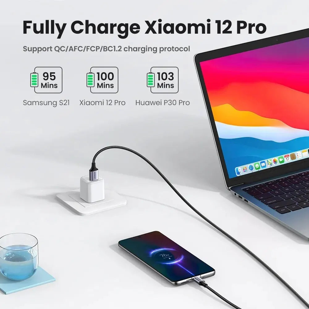 3A Fast Charging Cable Suitable for Ipad Samsung Xiaomi Poco Magnetic USB-C Charger Data Cable Mobile Phone Cable