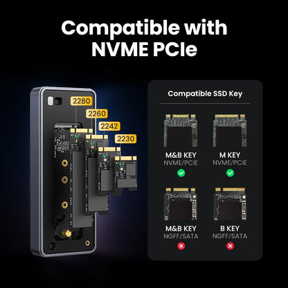 40Gbps Nvme SSD Case SSD Enclosure M.2 to USB4.0 Adapter for M.2 NVME PCIE Built-In Cooling Vest Aluminum Case