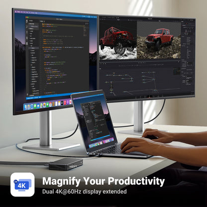 USB C HUB Docking Station Displaylink 9-In-1 2DP 2HDMI Dual 4K@60Hz for Macbook Windows 10Gbps PD100W Gigabit RJ45 Ports