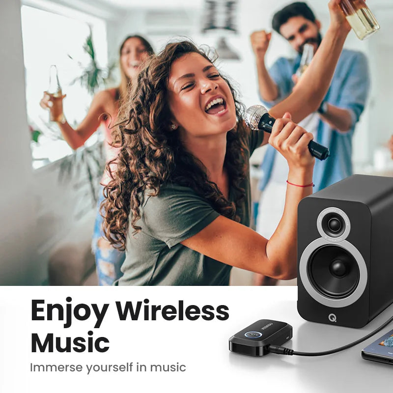 Bluetooth Car Receiver Adapter 3.5Mm AUX Jacks for Car Speakers Audio Music Receiver Hands Free Bluetooth 5.3 Adapter
