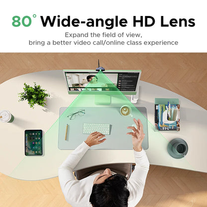 2K Webcam with Microphone, Full HD USB Web Camera, Adjustable FOV, Auto Light Correction, Video Webcam for Streaming