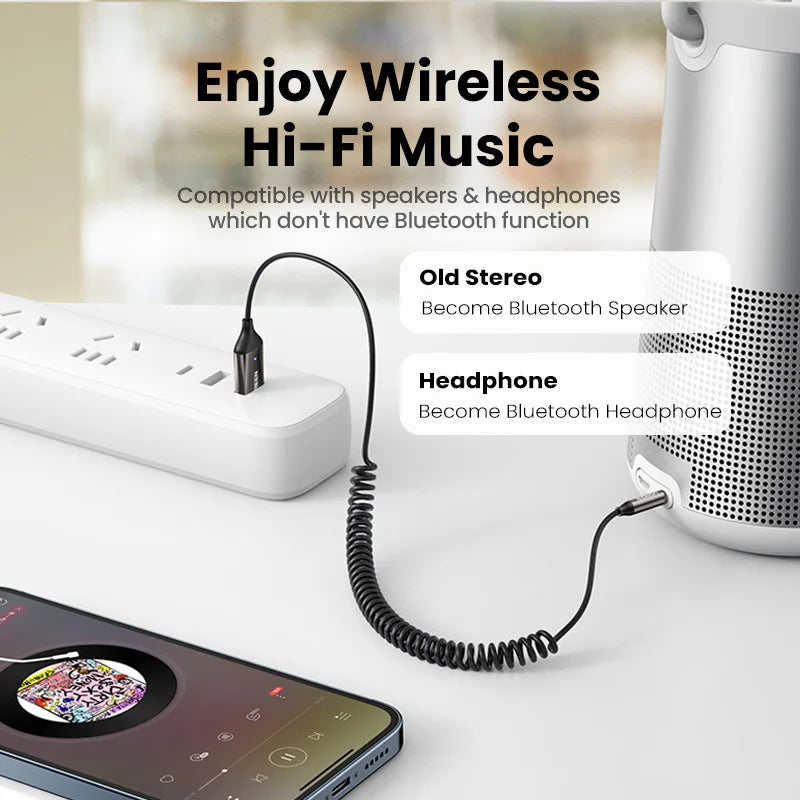 Bluetooth Receiver 5.3 Adapter Hands-Free Car Kits AUX Audio 3.5Mm Jack Music Wireless Receiver for Car BT Transmitter