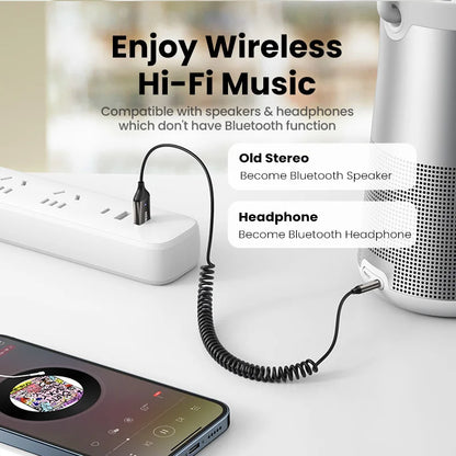 Bluetooth Receiver 5.3 Adapter Hands-Free Car Kits AUX Audio 3.5Mm Jack Music Wireless Receiver for Car BT Transmitter