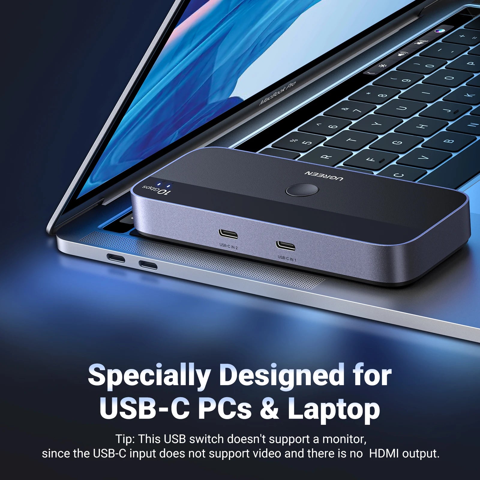 10Gbps USB C Switch USB C 3.2 Switcher for PC Keyboard, Mouse, Printer and Scanner 2 Pcs Sharing 4 Devices USB Switch