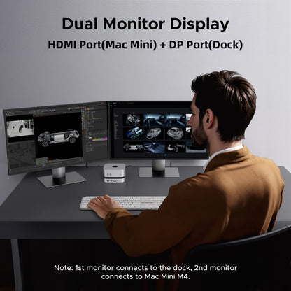 USB HUB Mac Mini Docking Station Type-C to DP 4K240Hz M.2 Nvme SSD Slot 10Gbps USB-A Splitter SD&TF 3.5MM for Mac Mini M4